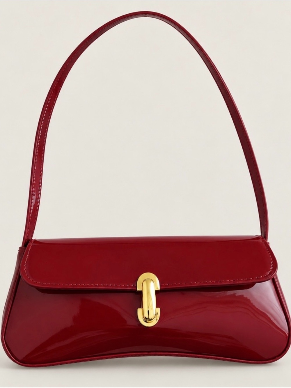 Red/burgundy glossy shoulder bag